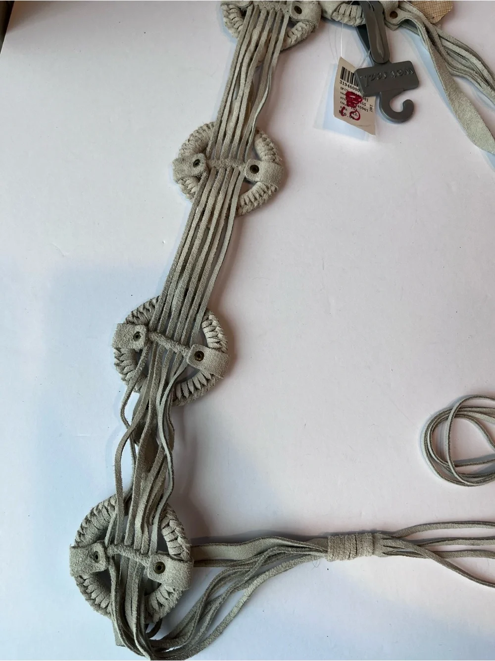 Vintage Wet Seal Suede Leather Circle Fringe Belt Y2K